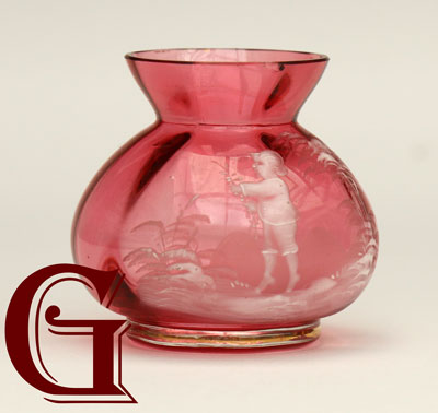 cranberry glass Mary Gregory miniature jug
